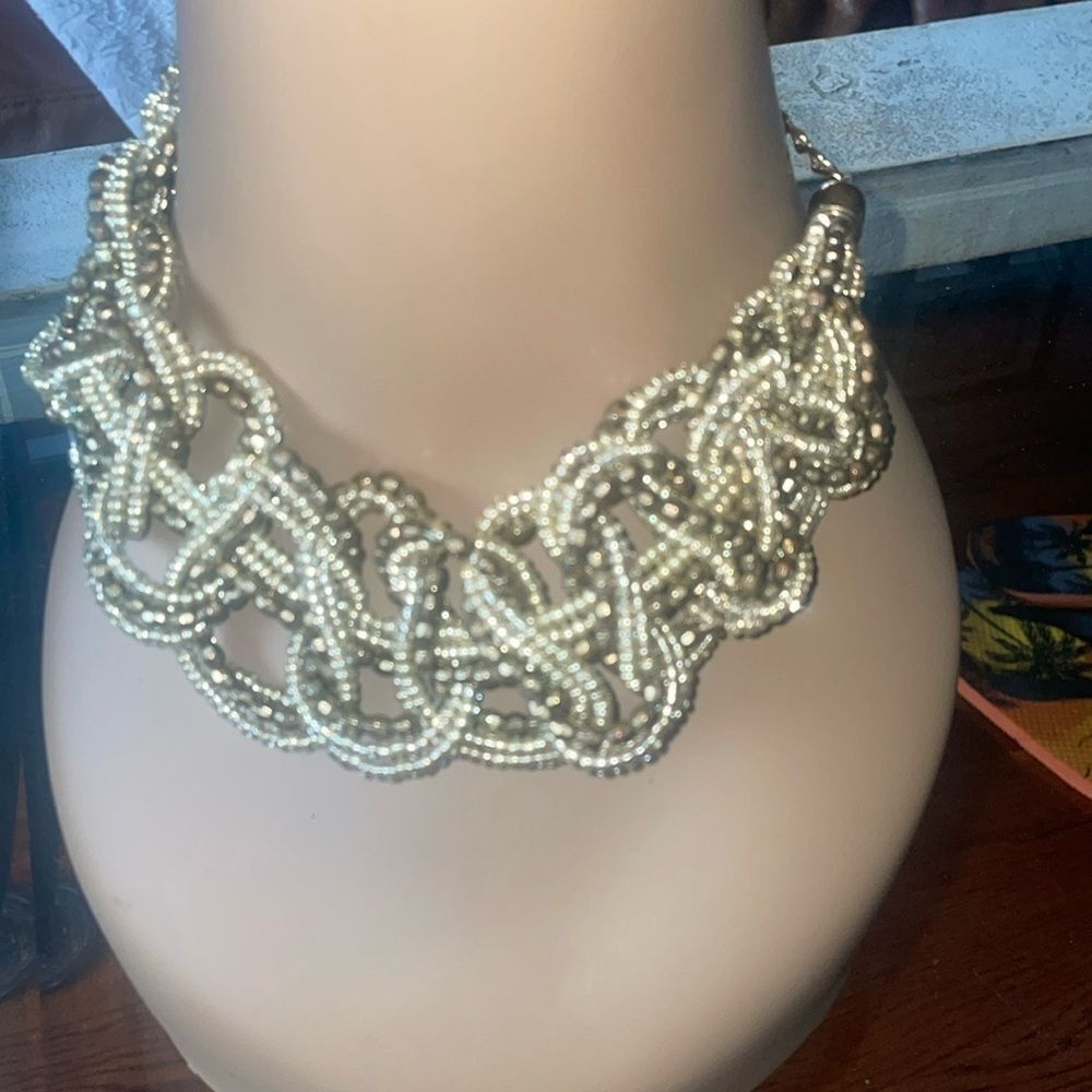 Gold Statement Beaded Adjustable Length Necklace Business Casual or Night Out